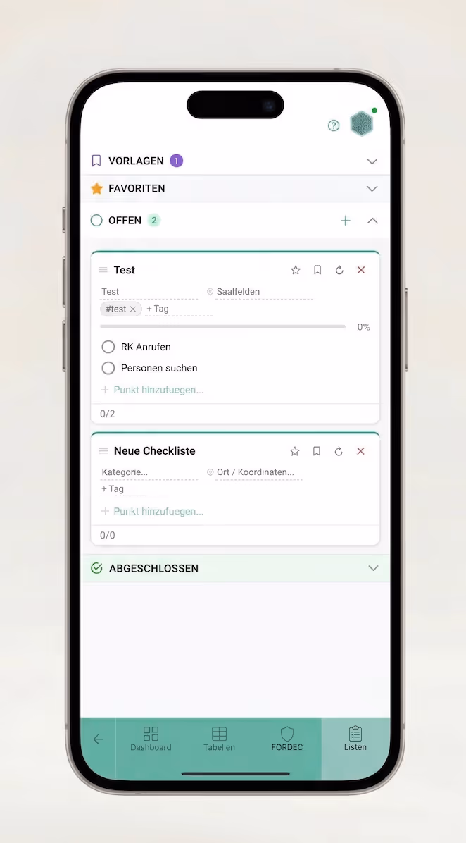 Chronological entries in the operation log